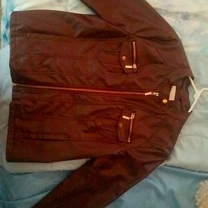 Miss Selfie burgandy leather jacket!